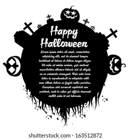 Vector Abstract Halloween Pumpkins In Cemetery With Space For Text