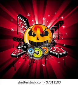 VECTOR Abstract Halloween Rainbow Disco Music Background for  Event Flyers