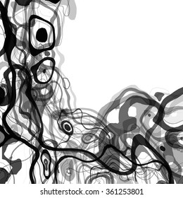 Vector abstract hand drawing decorative element. Creative design element. Ink background. Spot and line decor.