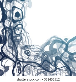 Vector abstract hand drawing decorative element. Creative design element. Ink background. Spot and line decor.