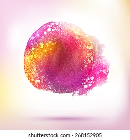 Vector abstract hand drawing watercolor splash banner with lights. Creative design label. Hand drawing art.