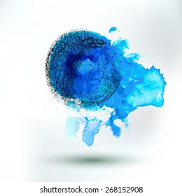 Vector abstract hand drawing watercolor and pencil drawing splash banner. Creative design label. Hand drawing art.