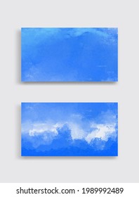 Vector abstract hand drawn acrylic background. Blue watercolor banner template. Vector illustration.