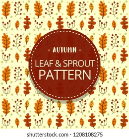 vector abstract hand drawn autumn maple leaf and sprout repeatable pattern template in warm orange