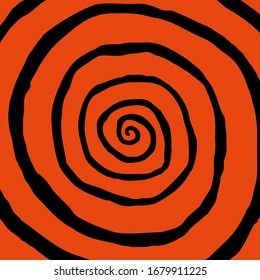 Vector abstract hand drawn background in cartoon style. Illustration of vortex, optical illusion, op art effect