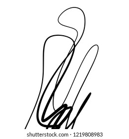 Vector abstract hand drawn black ink shape. Good for posters, postcards, t-shirts and other. Modern style. Isolated on white background.