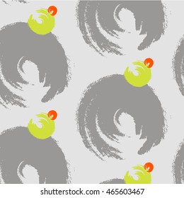 Vector abstract hand drawn brushstroke shapes. Colored pattern texture . Simple geometric grey, red, green circle print