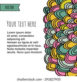 Vector abstract hand drawn doodles card. Colorful doodle background. Can be used for banner, card, poster, identity, web, packaging, invitations etc.