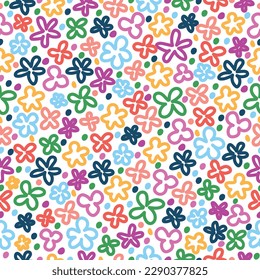 Flores dibujadas a mano abstractas vectoriales sin fisuras. Plantilla de fondo geométrico hipster lindo.