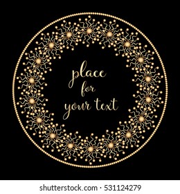 Vector abstract hand drawn gold pattern with space for your text Vintage style.