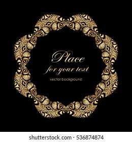 Vector abstract hand drawn gold pattern with space for your text Vintage style.