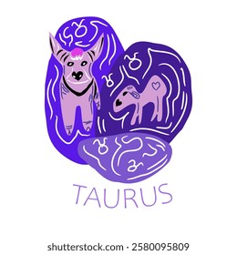 Vector abstract hand drawn illustration of Taurus zodiac sign Taurus sign, horoscope, zodiac sign. Color harmony, hand drawn elements.