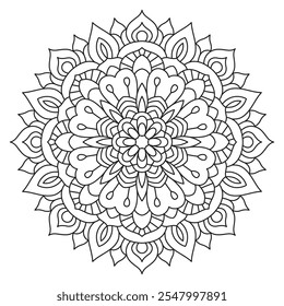 Vector abstract hand drawn mandala pattern. Decorative circle ornament in ethnic oriental style. Monochrome contour mandala for coloring book. wall paper, t-shirt prints, tatto.