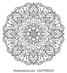 Vetor abstrato mão desenhado padrão mandala. Ornamento círculo decorativo em estilo oriental étnico. Mandala de contorno monocromático para livro de colorir. papel de parede, impressões de t-shirt, tatuagem.