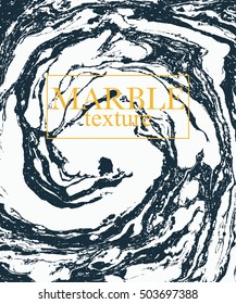 Vector abstract hand drawn marbling illustration technique. Watercolor spot background. Black and white colors.