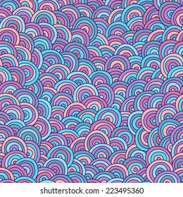 Vector abstract hand drawn pattern with circles. Beautiful seamless background.