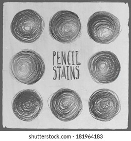 Vector abstract hand drawn pencil grunge background circles set