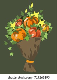 vector abstract hand drawn pumpkins bouquet