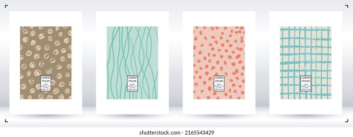 Vector Abstract Hand Drawn Scribble Cover. Minimal Artistic Sketch Poster. Collection of Simple Graphic Doodle Designs for Flyers, Cards, Brochure, Annual Report and other Ideas for Your Business.