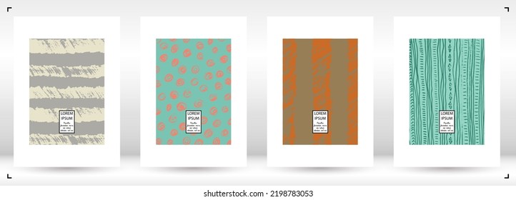 Vector Abstract Hand Drawn Scribble Cover. Minimal Artistic Sketch Poster. Collection of Simple Graphic Doodle Designs for Flyers, Cards, Brochure, Annual Report and other Ideas for Your Business.