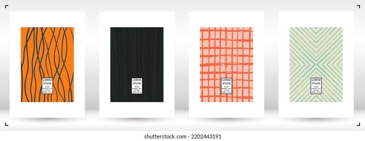 Vector Abstract Hand Drawn Scribble Cover. Minimal Artistic Sketch Poster. Collection of Simple Graphic Doodle Designs for Flyers, Cards, Brochure, Annual Report and other Ideas for Your Business.