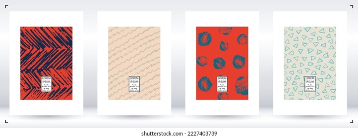 Vector Abstract Hand Drawn Scribble Cover. Minimal Artistic Sketch Poster. Collection of Simple Graphic Doodle Designs for Flyers, Cards, Brochure, Annual Report and other Ideas for Your Business.