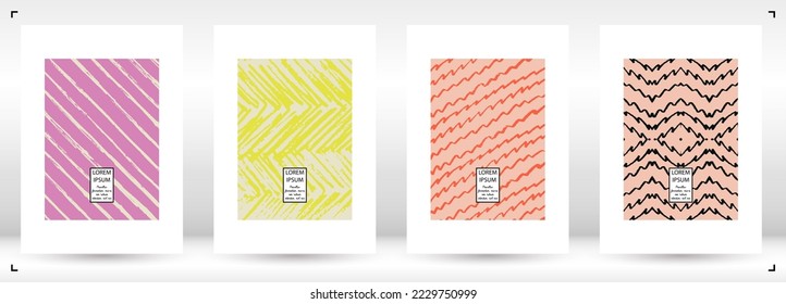 Vector Abstract Hand Drawn Scribble Cover. Minimal Artistic Sketch Poster. Collection of Simple Graphic Doodle Designs for Flyers, Cards, Brochure, Annual Report and other Ideas for Your Business.