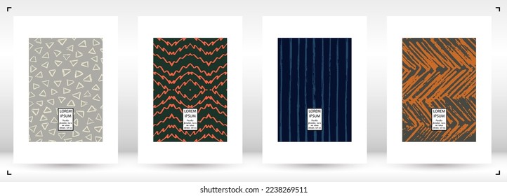 Vector Abstract Hand Drawn Scribble Cover. Minimal Artistic Sketch Poster. Collection of Simple Graphic Doodle Designs for Flyers, Cards, Brochure, Annual Report and other Ideas for Your Business.