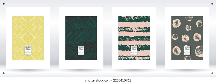 Vector Abstract Hand Drawn Scribble Cover. Minimal Artistic Sketch Poster. Collection of Simple Graphic Doodle Designs for Flyers, Cards, Brochure, Annual Report and other Ideas for Your Business.