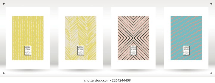 Vector Abstract Hand Drawn Scribble Cover. Minimal Artistic Sketch Poster. Collection of Simple Graphic Doodle Designs for Flyers, Cards, Brochure, Annual Report and other Ideas for Your Business.