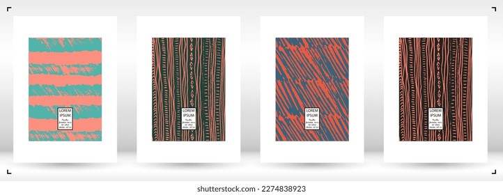 Vector Abstract Hand Drawn Scribble Cover. Minimal Artistic Sketch Poster. Collection of Simple Graphic Doodle Designs for Flyers, Cards, Brochure, Annual Report and other Ideas for Your Business.