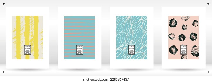 Vector Abstract Hand Drawn Scribble Cover. Minimal Artistic Sketch Poster. Collection of Simple Graphic Doodle Designs for Flyers, Cards, Brochure, Annual Report and other Ideas for Your Business.