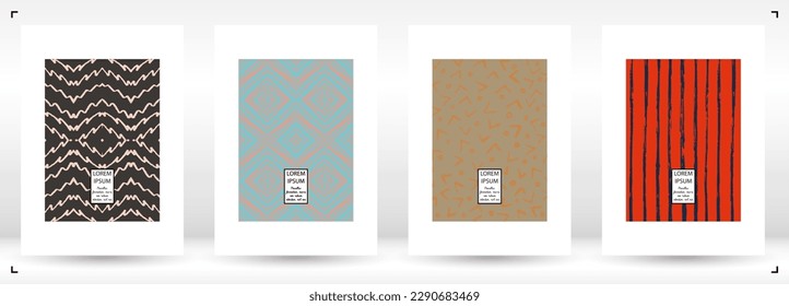 Vector Abstract Hand Drawn Scribble Cover. Minimal Artistic Sketch Poster. Collection of Simple Graphic Doodle Designs for Flyers, Cards, Brochure, Annual Report and other Ideas for Your Business.