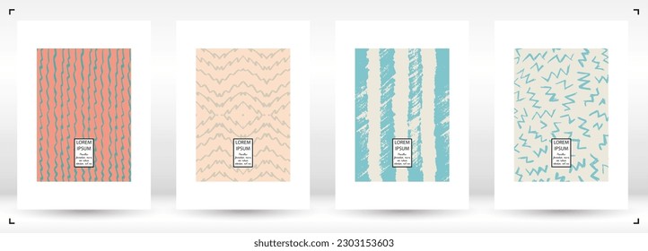 Vector Abstract Hand Drawn Scribble Cover. Minimal Artistic Sketch Poster. Collection of Simple Graphic Doodle Designs for Flyers, Cards, Brochure, Annual Report and other Ideas for Your Business.