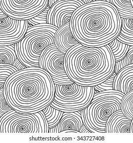 Vector abstract hand drawn seamless pattern with circles. Geometric background. Textile or paper print.