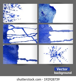 Vector abstract hand drawn set of six watercolor background,vector illustration