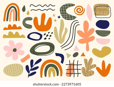 Vector abstract hand drawn set of different shapes and doodles. Abstract shapes background. Abstract doodle shapes.