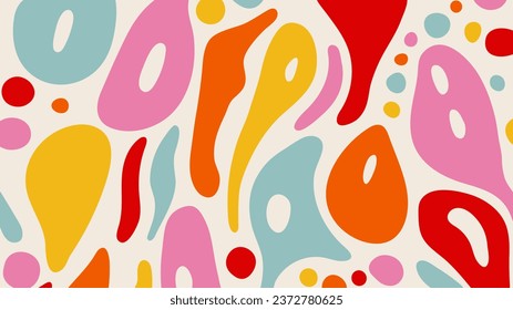Vector abstract hand drawn shape pattern. Contemporary art background. Colorful collage backdrop with liquid organic forms.
