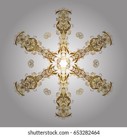 Vector with abstract hand drawn snowflakes design on a white background. Hand painted pattern.