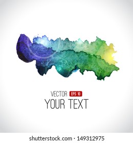 Vector abstract hand drawn watercolor background. Watercolor banner template. Watercolor splash. Vector illustration with empty space for your text.