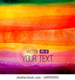 Vector abstract hand drawn watercolor background. Colorful  watercolor banner template. Painting. Vector illustration with empty space for your text.