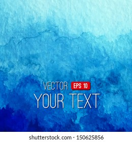 Vector abstract hand drawn watercolor background. Blue watercolor banner template. Painting. Watercolor splash. Vector illustration with empty space for your text.