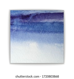 Vector abstract hand drawn watercolor background. Blue banner template. Painting splash, illustration with empty space for your text.
