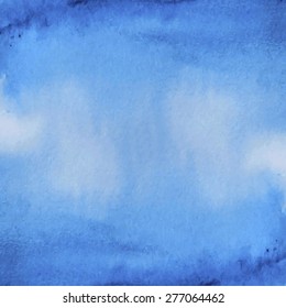 Vector abstract hand drawn watercolor background. Blue watercolor banner template. Painting. Watercolor splash. Vector illustration with empty space for your text.