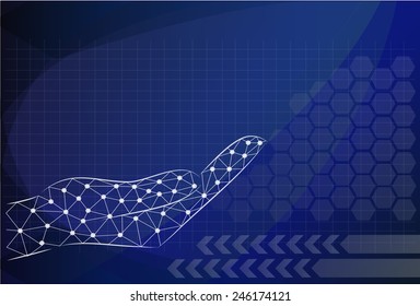 vector abstract hand, future technology background