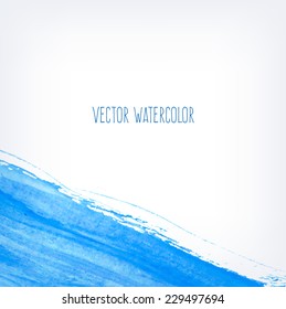 Vector abstract hand painted blue watercolor background