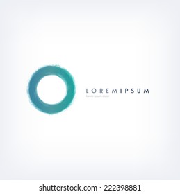 Vector abstract hand painted teal circle logo design template