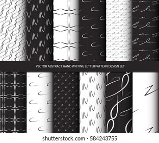Vector abstract hand writing letter pattern design set, inclusive of pattern swatch inside