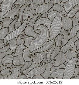 Vector abstract hand-drawn black and grey waves seamless pattern. Seamless pattern can be used for wallpaper, pattern fills, web page background, surface textures.