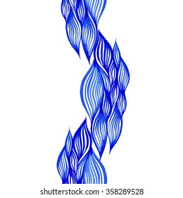 Vector abstract hand-drawn blue waves seamless pattern. Seamless pattern can be used for wallpaper, pattern fills, web page background, surface textures.